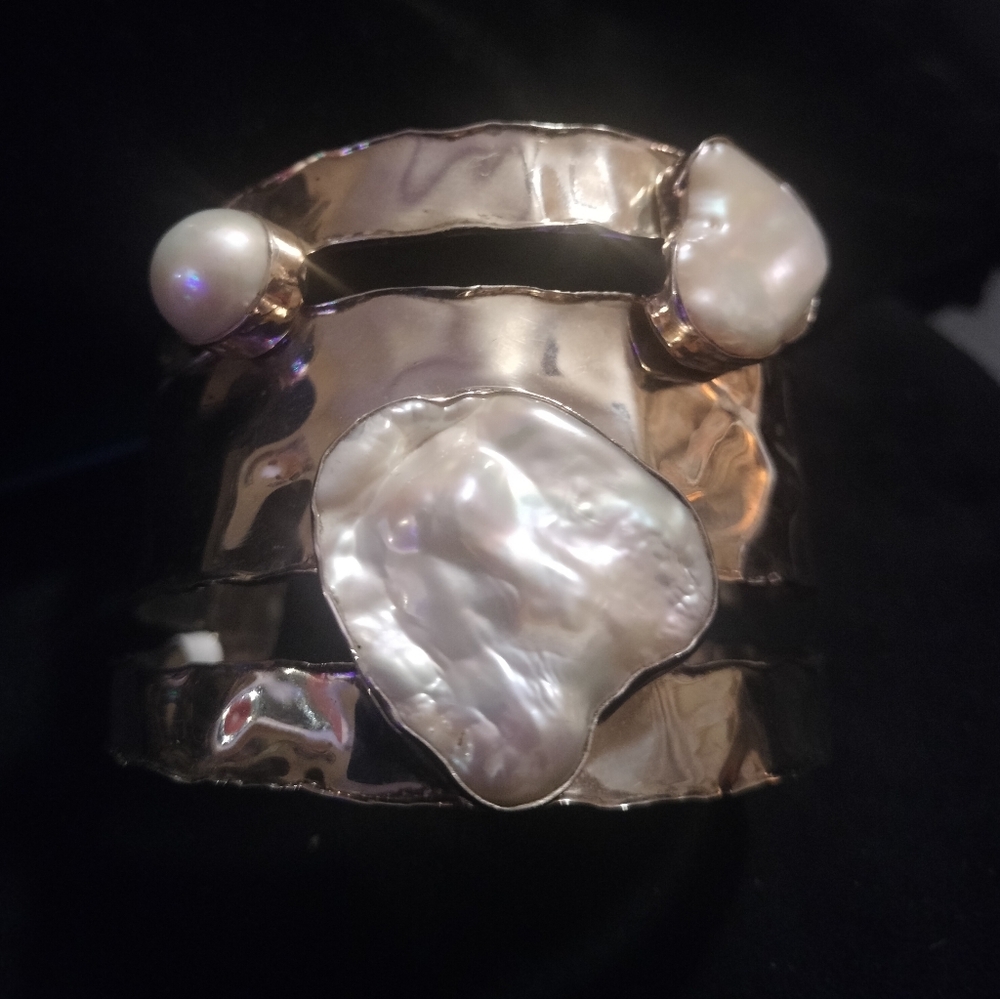 James Shay Sterling Silver and Pearl Cuff Bracelet